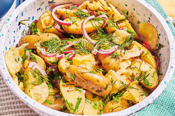 Salade de pommes de terre rattes aux chips
