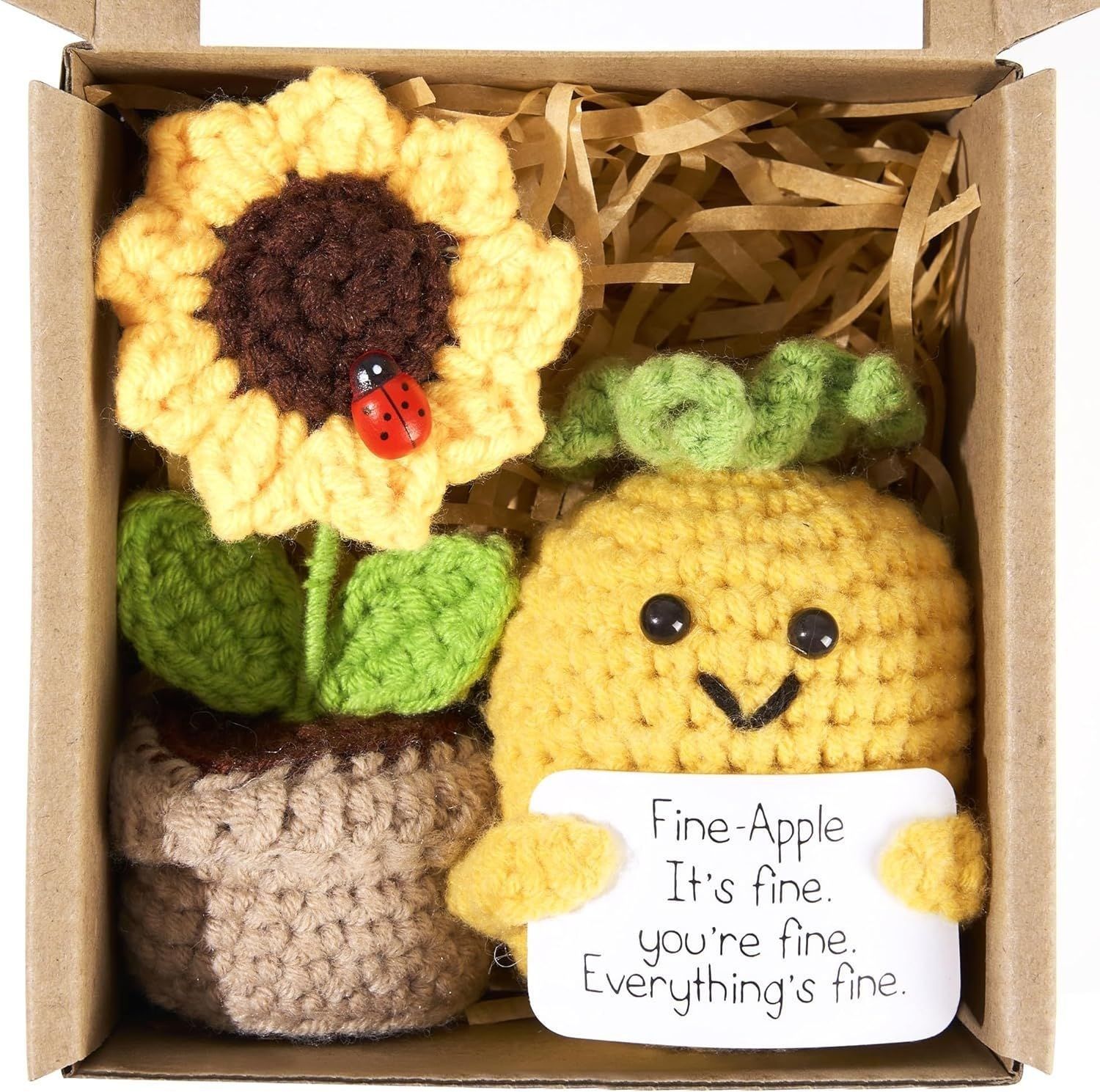 Positive Energy Potato Mini Handmade Plush Knitted Doll With Card