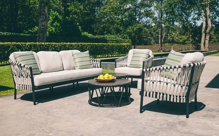 Applebee Menton Lounge Outdoor Patio Furniture Mixed Material Aluminum with Rope Detail