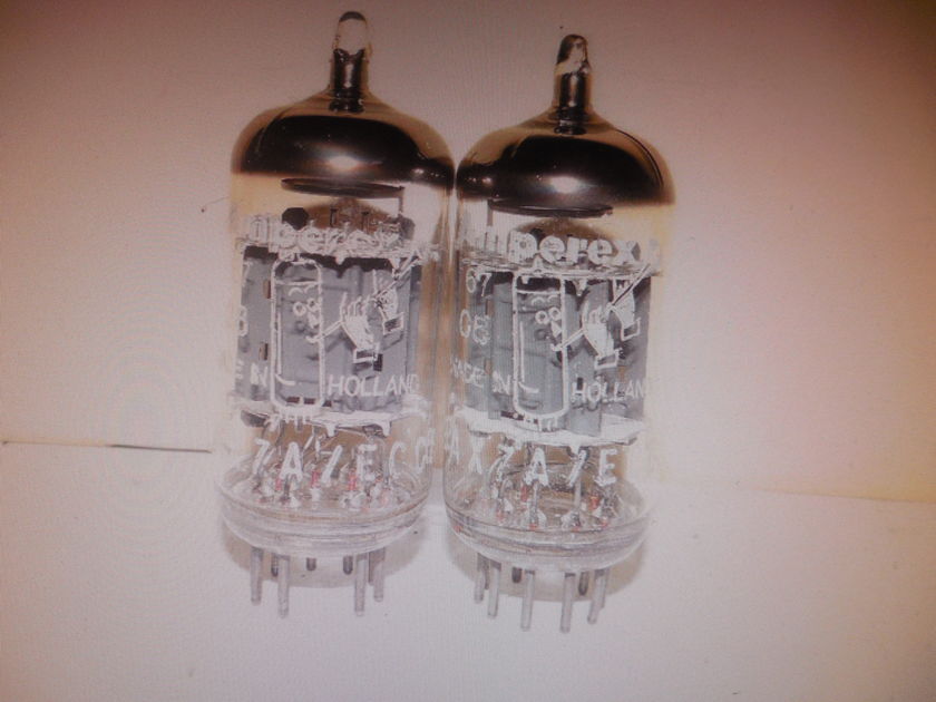 2 SUPER NICE AMPEREX BUGLE BOY HOLLAND 12AX7 TUBES THAT TEST AS NEW