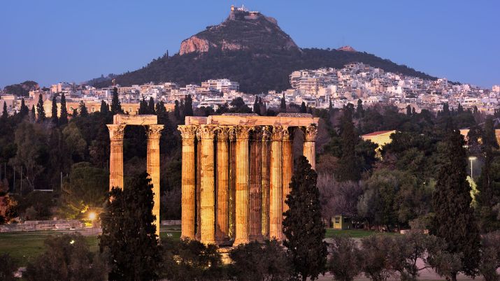 The Temple of Olympian Zeus has been partially reconstructed in modern times