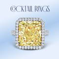 Yellow diamond ring in platinum with white diamond halo