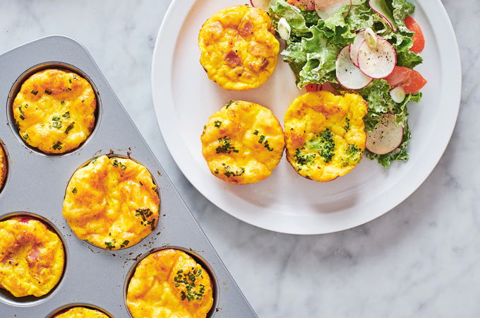 Mini Cheese Omelettes with Creamy Vegetable Salad