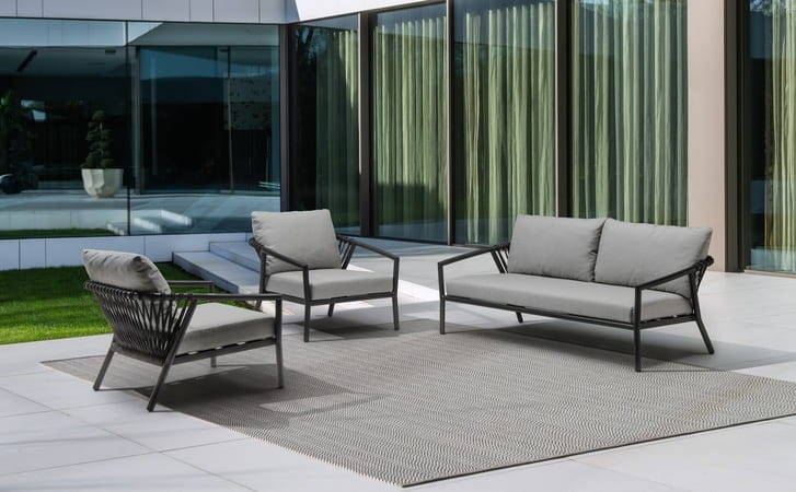 Jati and Kebon Kapra Aluminum and Rope Outdoor Patio Seating