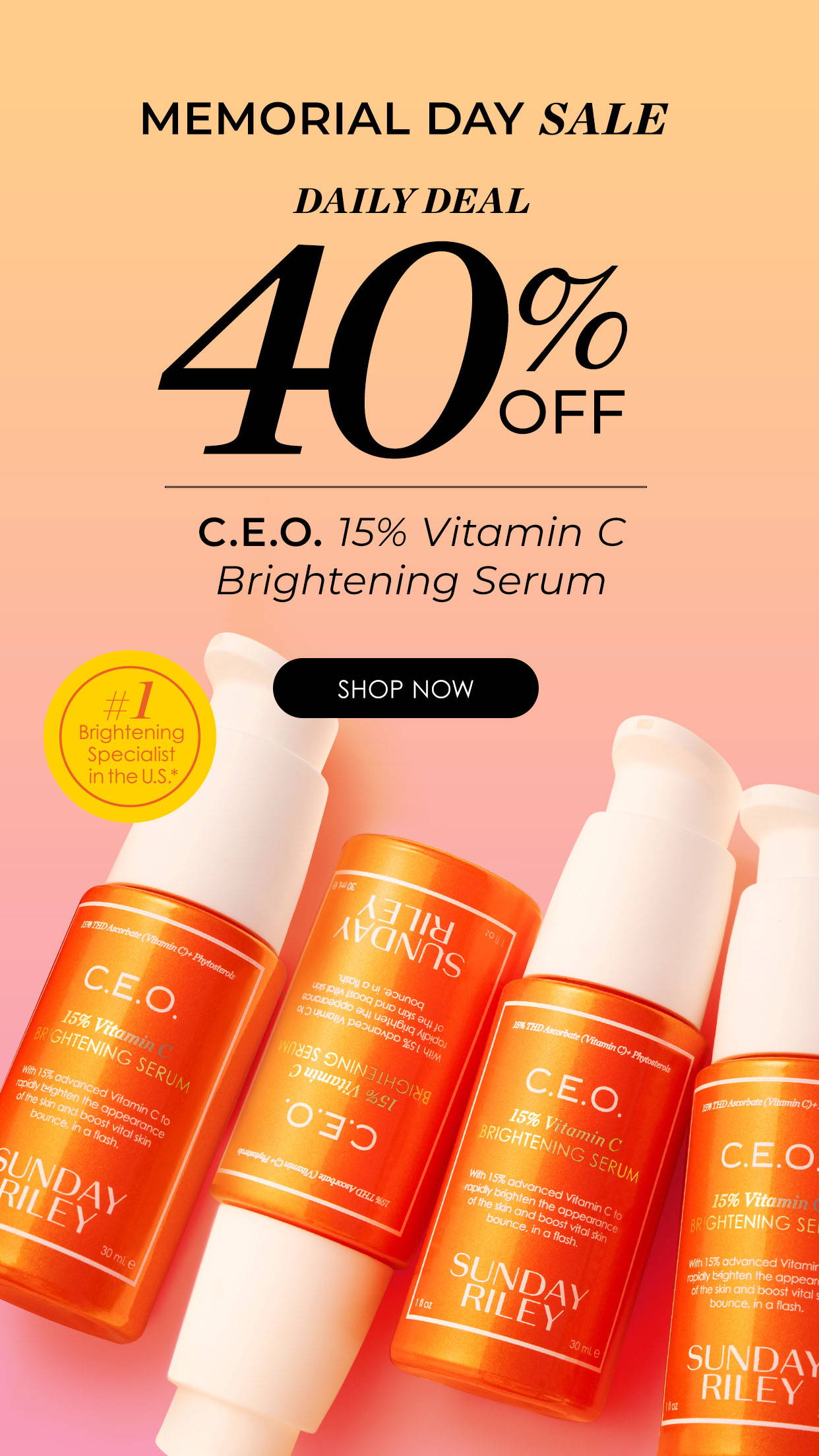 memorial day sale - daily deal - 40% off c.e.o. 15% vitamin c brightening serum