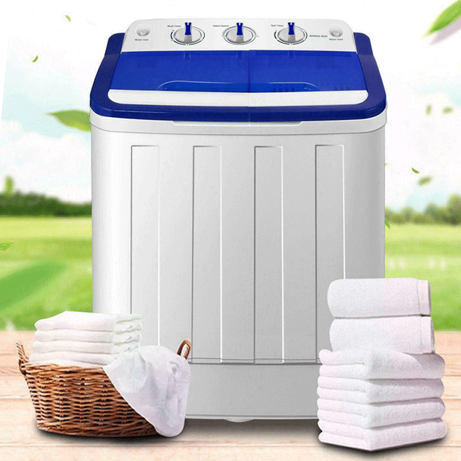 24lbs Washing Machine Twin Tub Portable Washer Spinner Dryer Compact Laundry