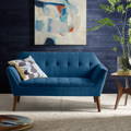 navy blue three-seat sofa