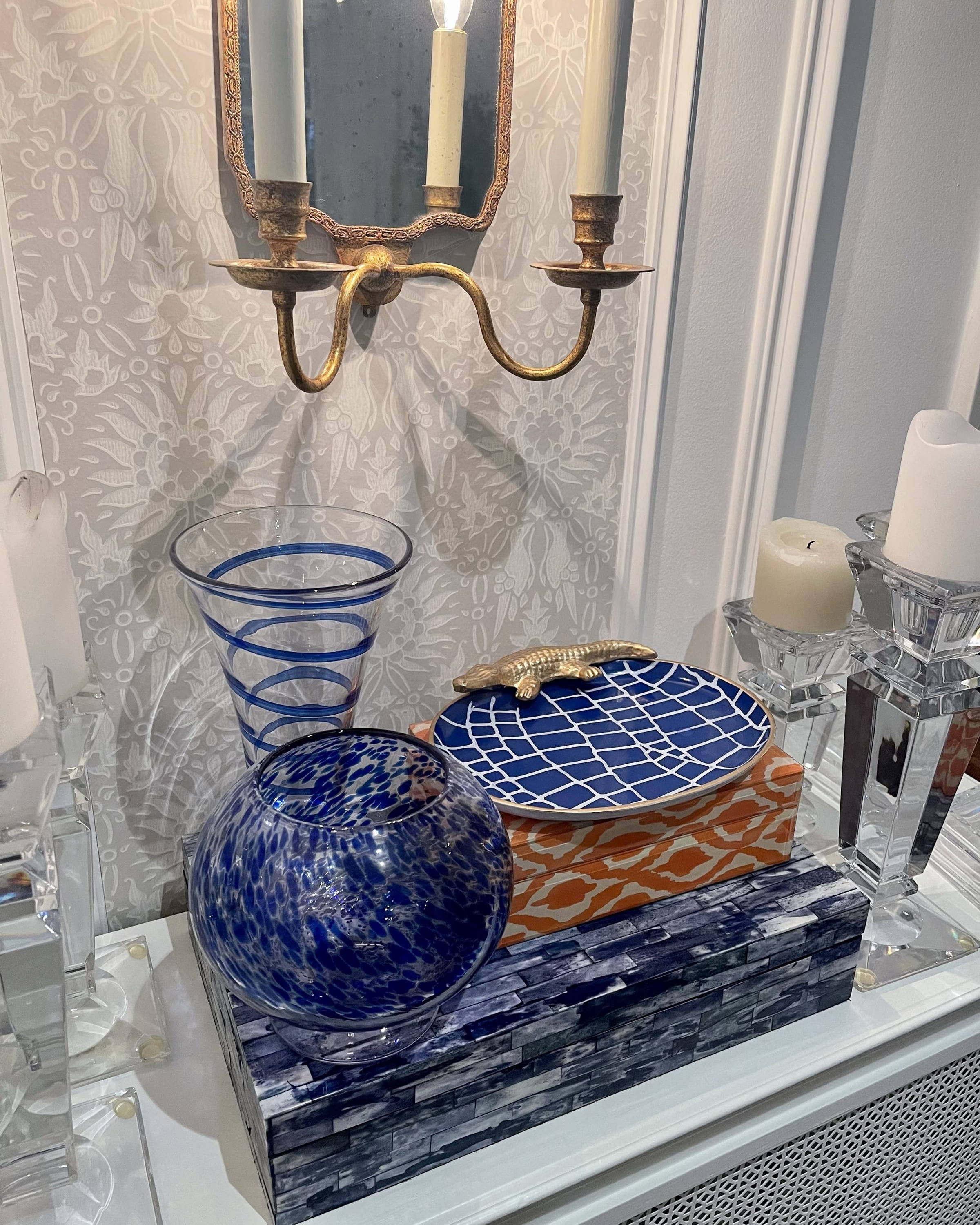 Blue Croc Tray by Dana Gibson | Luxury Home Decor