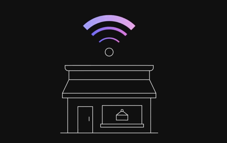 small business shop with wifi signal above