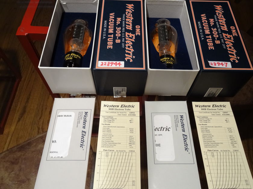 Western Electric 300 B Tubes FIRST SET Two tubes with original and recent test results