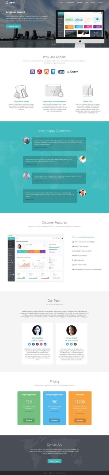 AppKit Landing - бесплатный шаблон Bootstrap