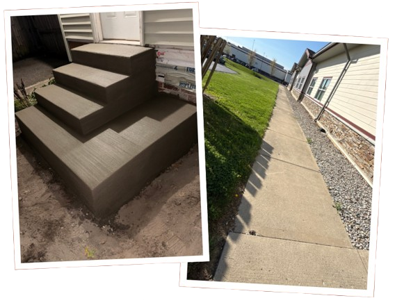 Professional Concrete stair build and concrete patch work completed by Hoosier Masonry Solutions