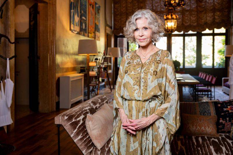 Image may contain: Jane Fonda, Person, Adult, Face, and Head