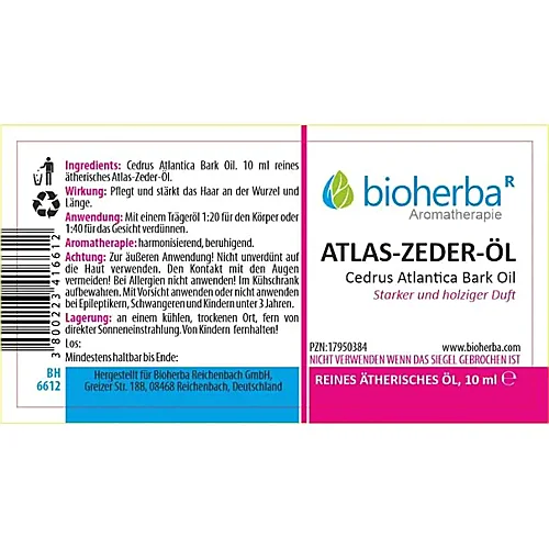 Atlas - Zeder - Öl Bark Oil Reines ätherisches Öl 10 ml