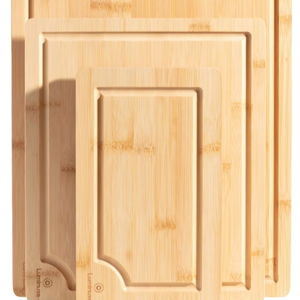 Bamboo Cutting Board Set of 3, Wood Cutting Boards with Juice Groove, Heavy-Duty Nonslip Kitchen Cutting Boards Set Bamboo