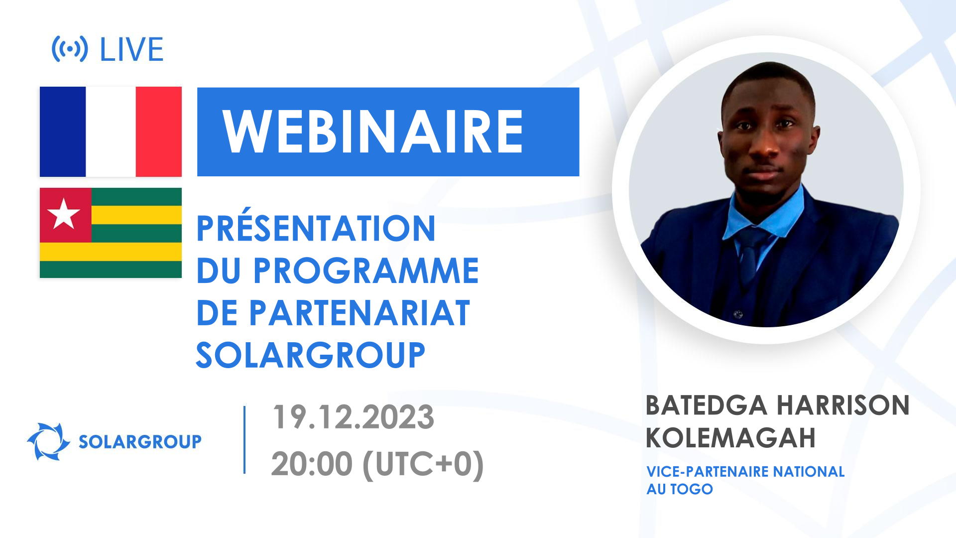 Togo. Présentation du programme de partenariat SOLARGROUP