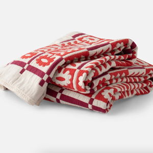 King Stillwater Floral Quilt (Red)