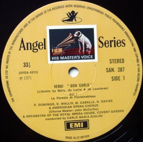 EMI HMV SAN / GIULINI-DOMINGO, - Verdi Don Carlo, NM, 4...