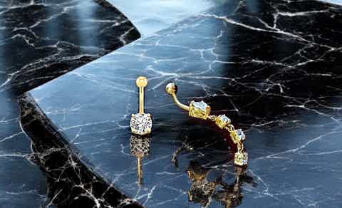 18K yellow gold diamond belly ring - Pobjoy Diamonds
