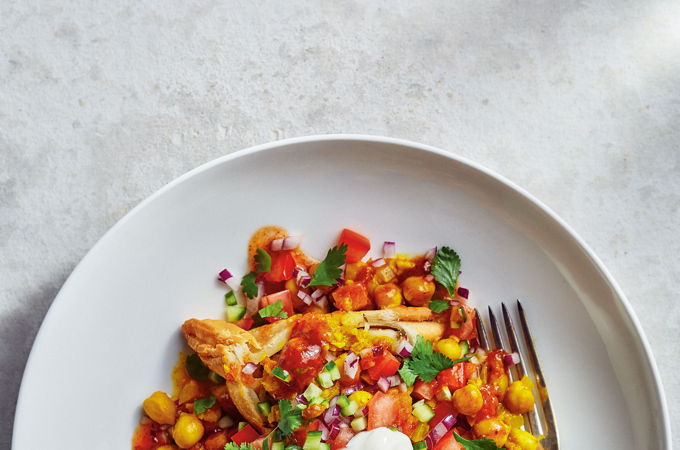 Deconstructed Samosas with Chickpea Curry