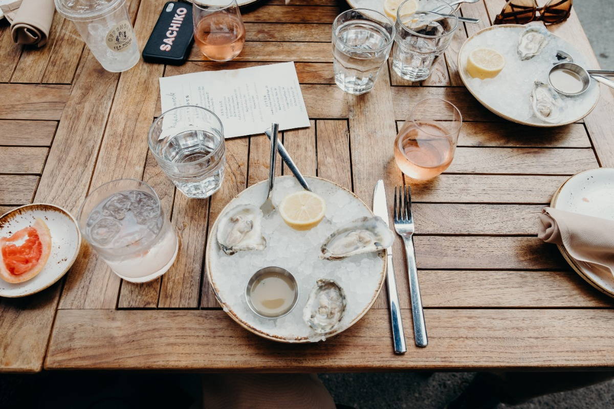 sparkling wine and oysters