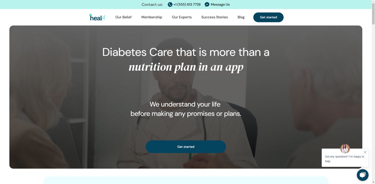 Screenshot of HealD , from the  framer websites collection.