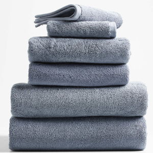 Organic Turkish Cotton Dark Blue Bath Towel Set | Crate & Barrel