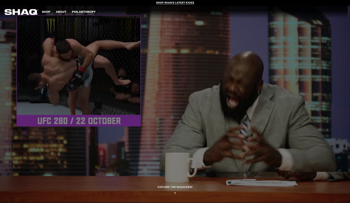Screenshot of Shaquille O’Neal, from the athlete websites collection.