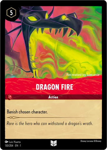 Dragon Fire card from Disney's Lorcana: The First Chapter.