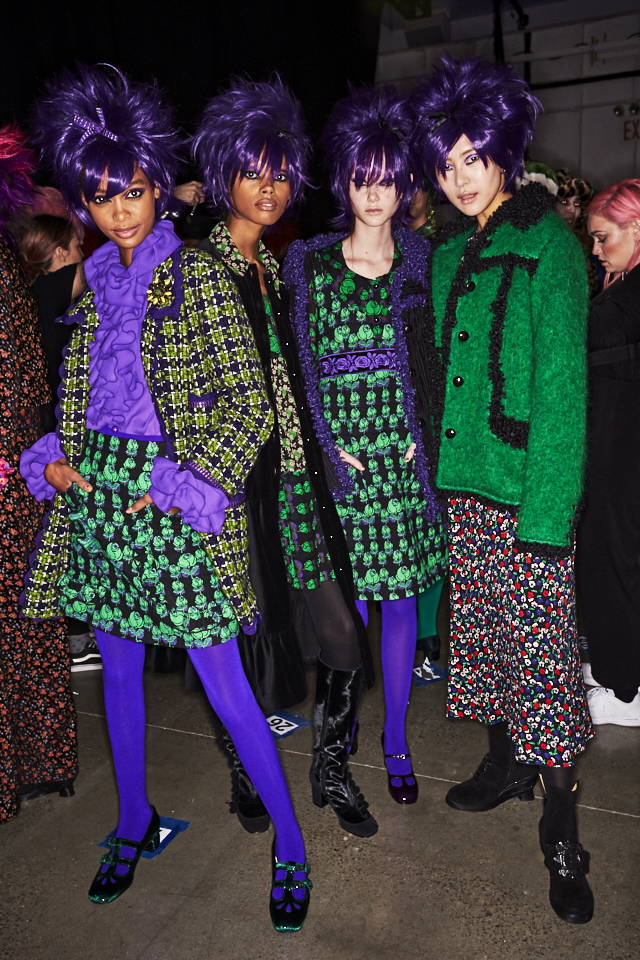 Models posing Behind the Scenes at the Anna Sui FW19 Fashion Show