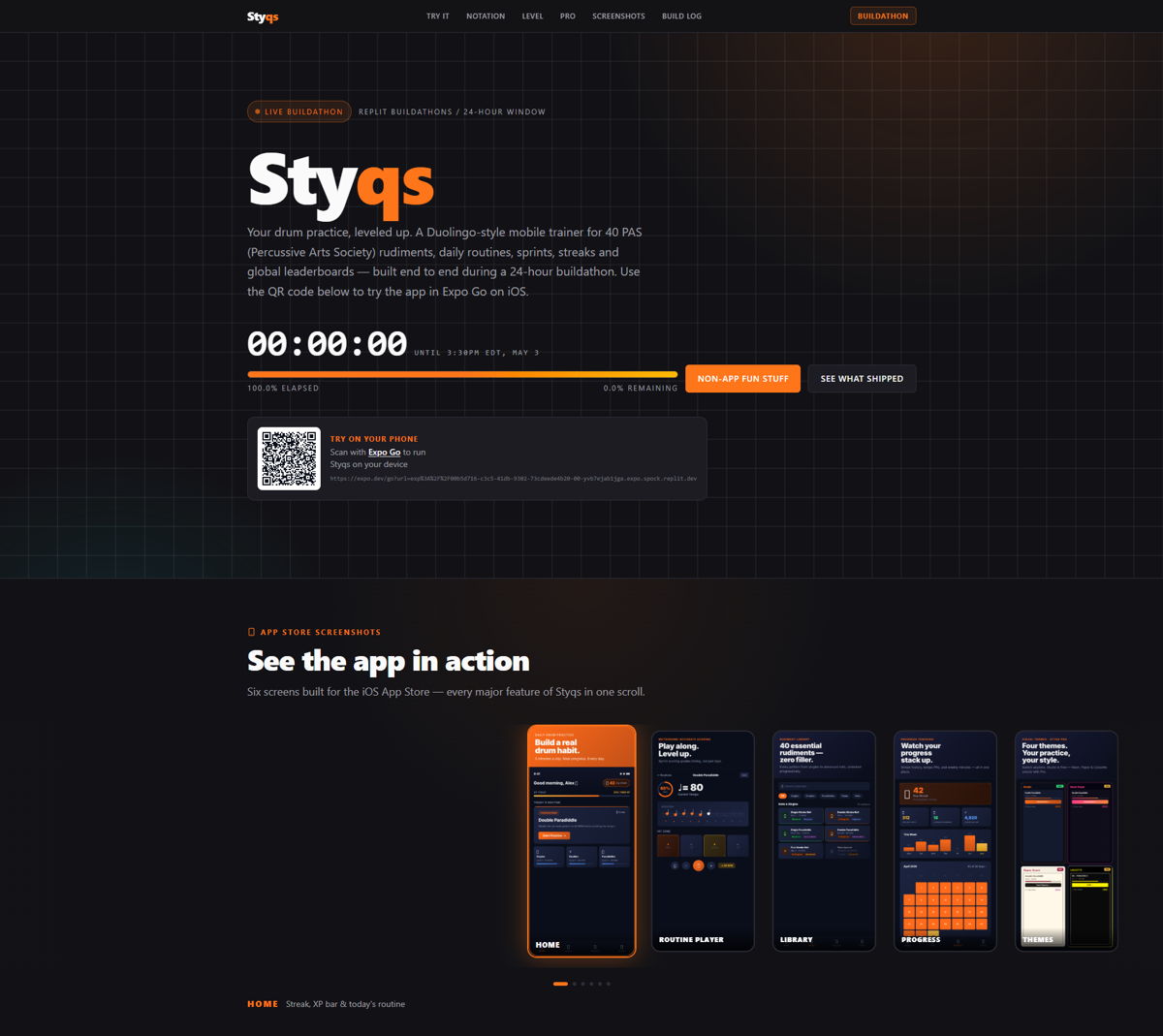 Screenshot of Styqs , from the replit websites collection.