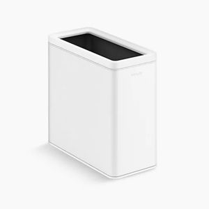 12-liter open-top trash can - Stainless Steel + White