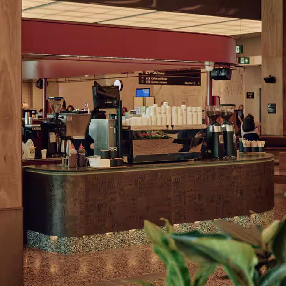 Cafe bar interior with coffee machine