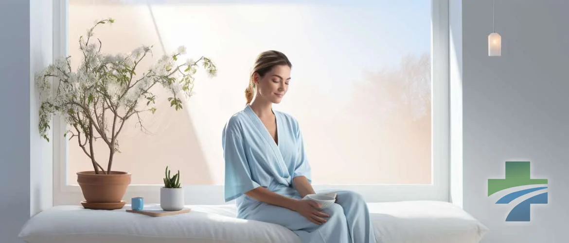 Nurse in meditation, experiencing a moment of tranquility before work.