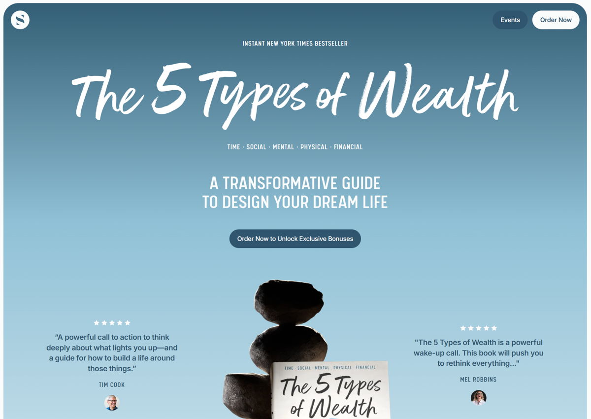 Screenshot of The 5 Types of Wealth, from the book websites collection.