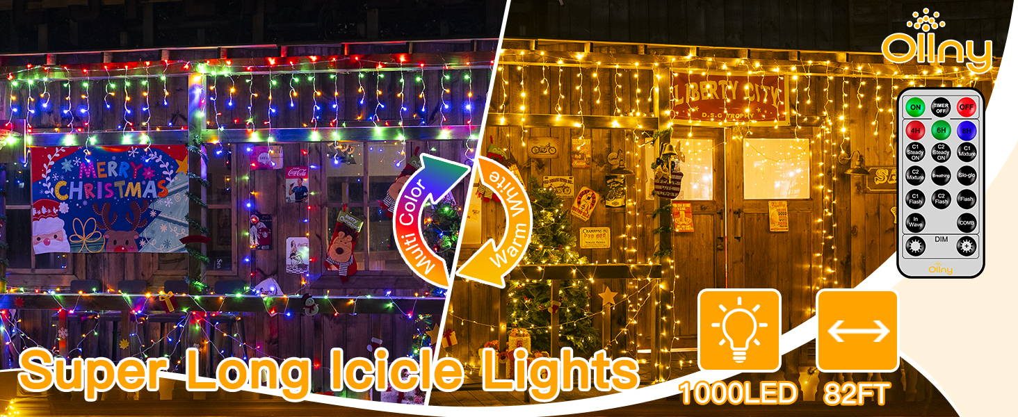 Connectable of Ollny's 720 leds cool white icicle lights