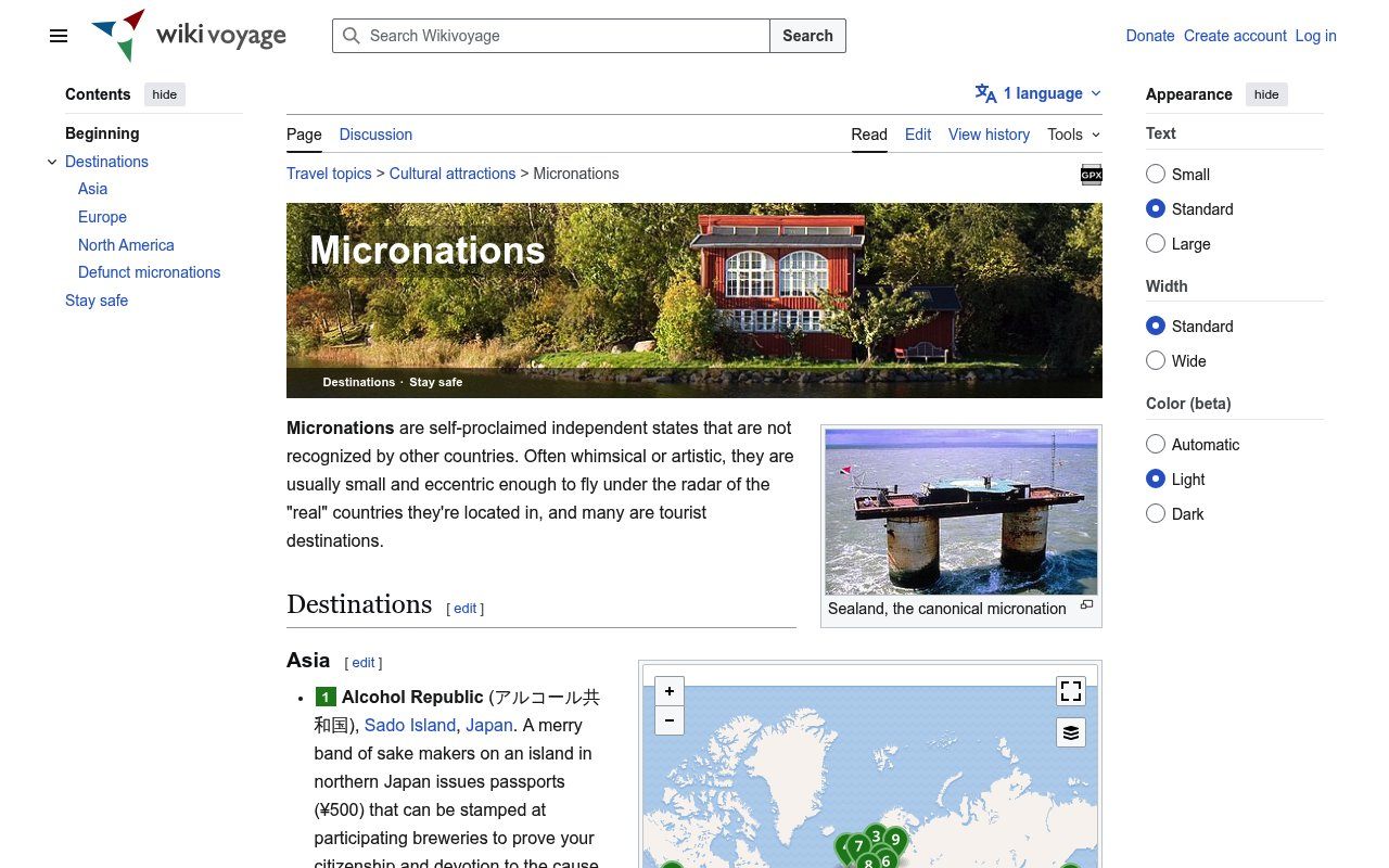 Micronations – Travel guide at Wikivoyage