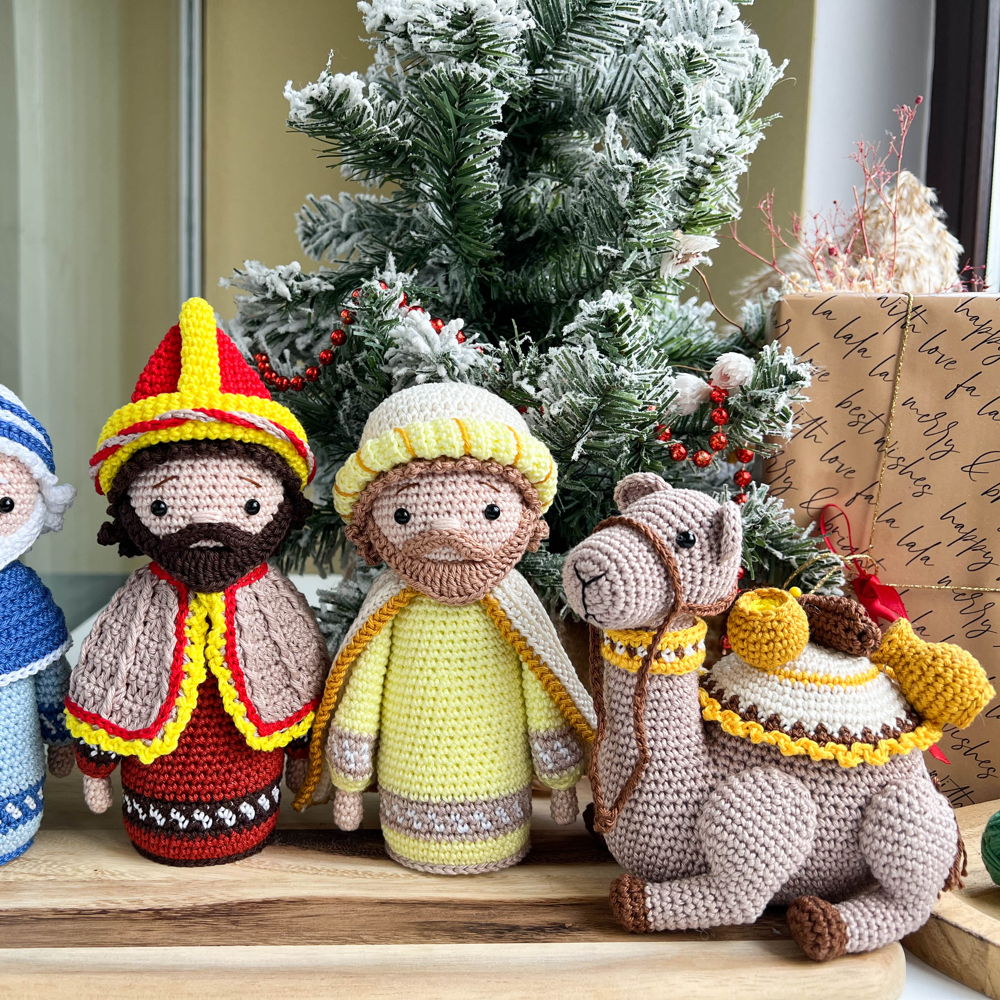 Gehäkelte Weihnachtskrippe: Drei Könige und Kamel/Muster, PDF, nur Englisch/Weihnachten, Krippenspielzeug, Amigurumi, Weihnachtsspielzeug, Heilige Drei Könige