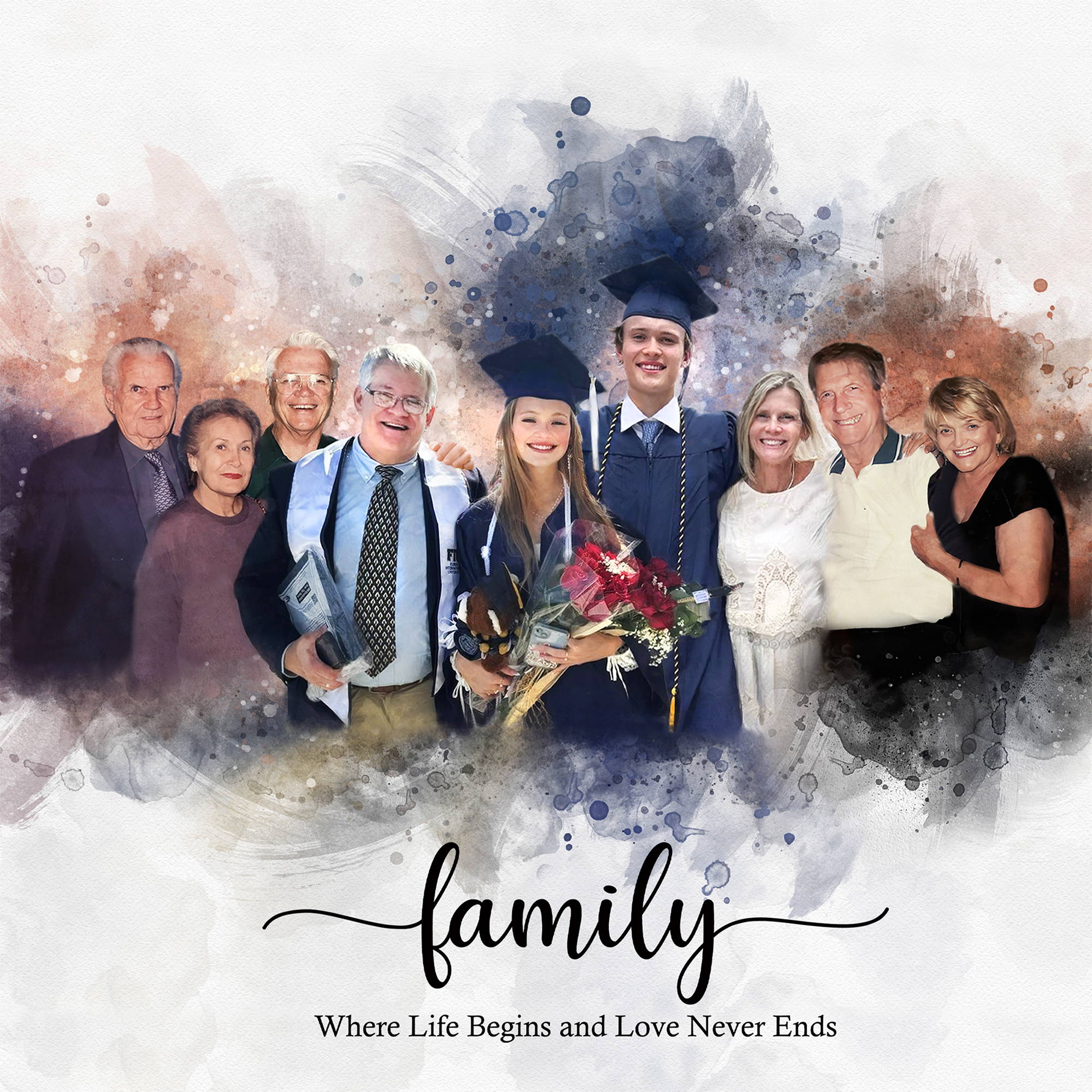 Gift Ideas for Those Who Have Lost a Loved One - Add a Loved One to a Photo, Create Portraits from Multiple Generations, Transform Family Photos into Beautiful Paintings, Capture Your Family's Essence with a Family Portrait - FromPicToArt