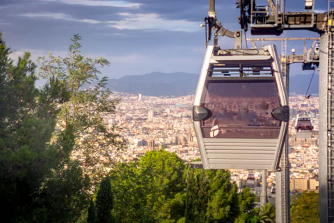 Barcelona Cable Car Sky Views, Magic Fountain & Castle Visit