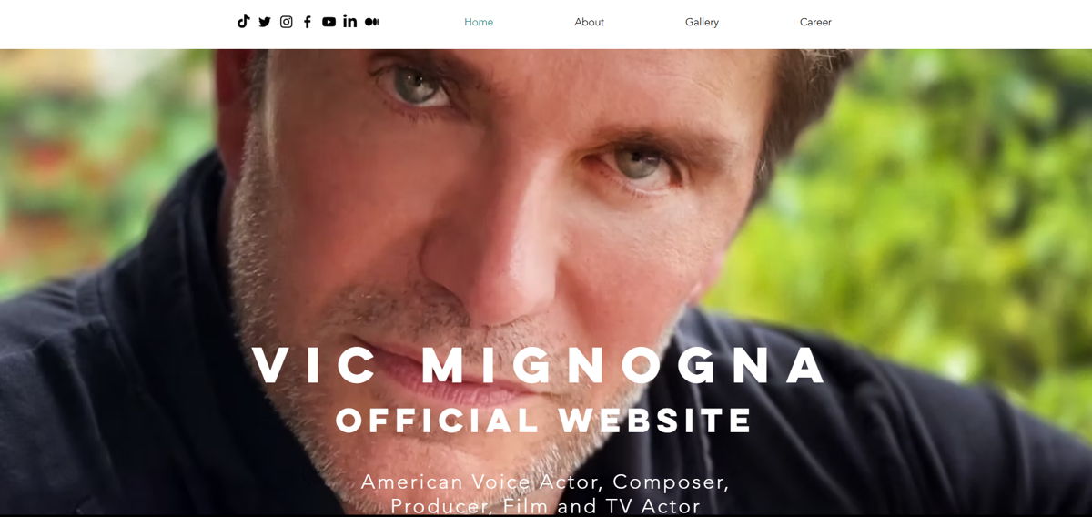 Screenshot of Vic Mignogna, from the voice actor portfolios collection.