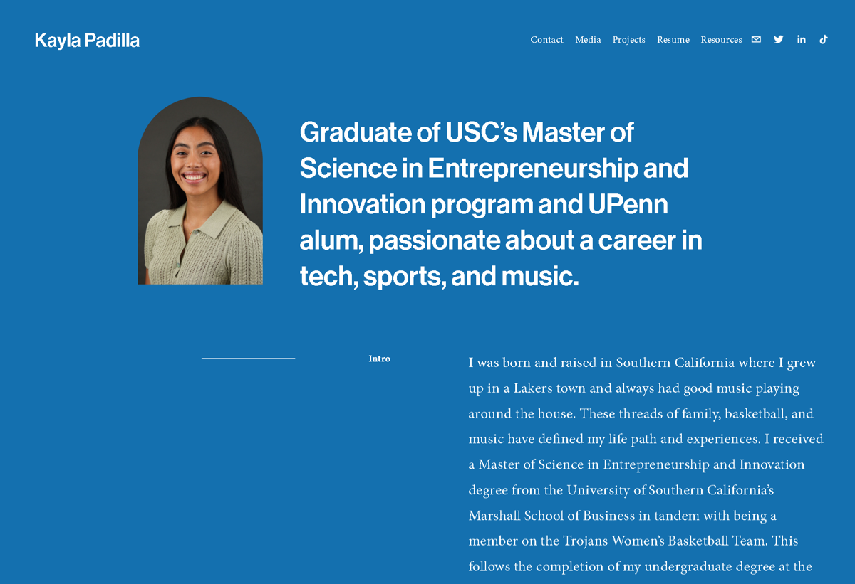 Screenshot of Kayla Padilla , from the blue websites collection.