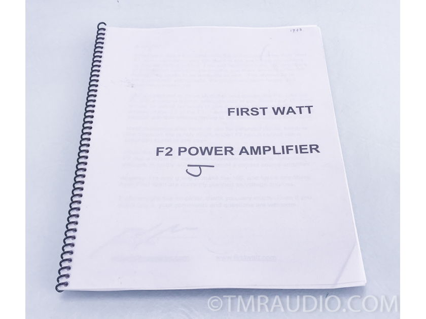 First Watt F2/J Stereo Power Amplifier; F2J; Very Rare (3543)