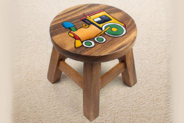 Kids Wooden Stool Train Children Chair Toddler Step Stool