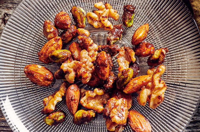 Noix caramélisées au miel et au sumac