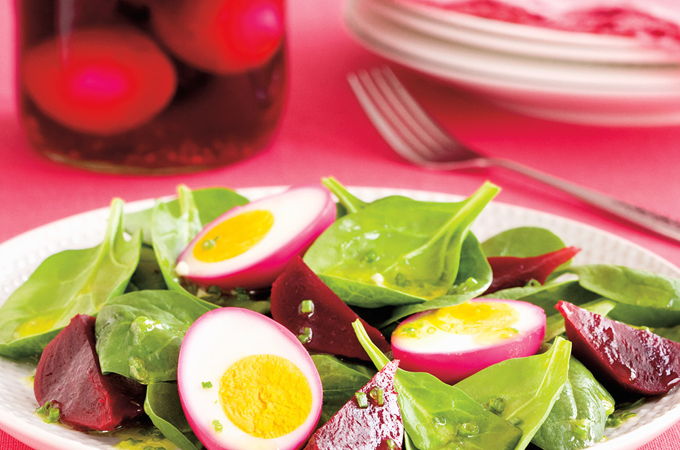 Spinach, Beet and Pickled Egg Salad 