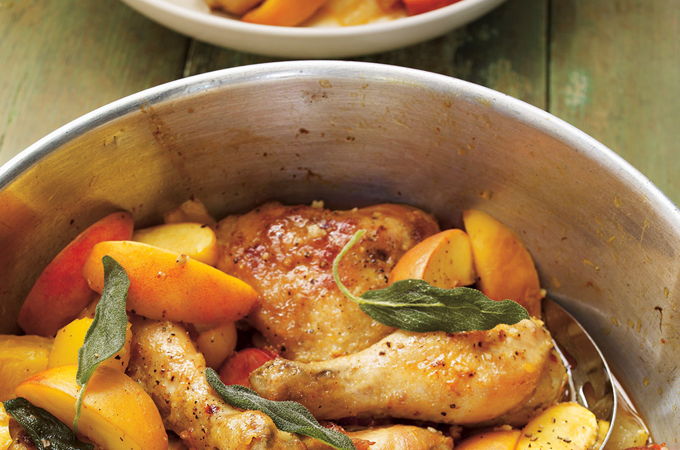 Chicken, Peach, and Chorizo Fricassee