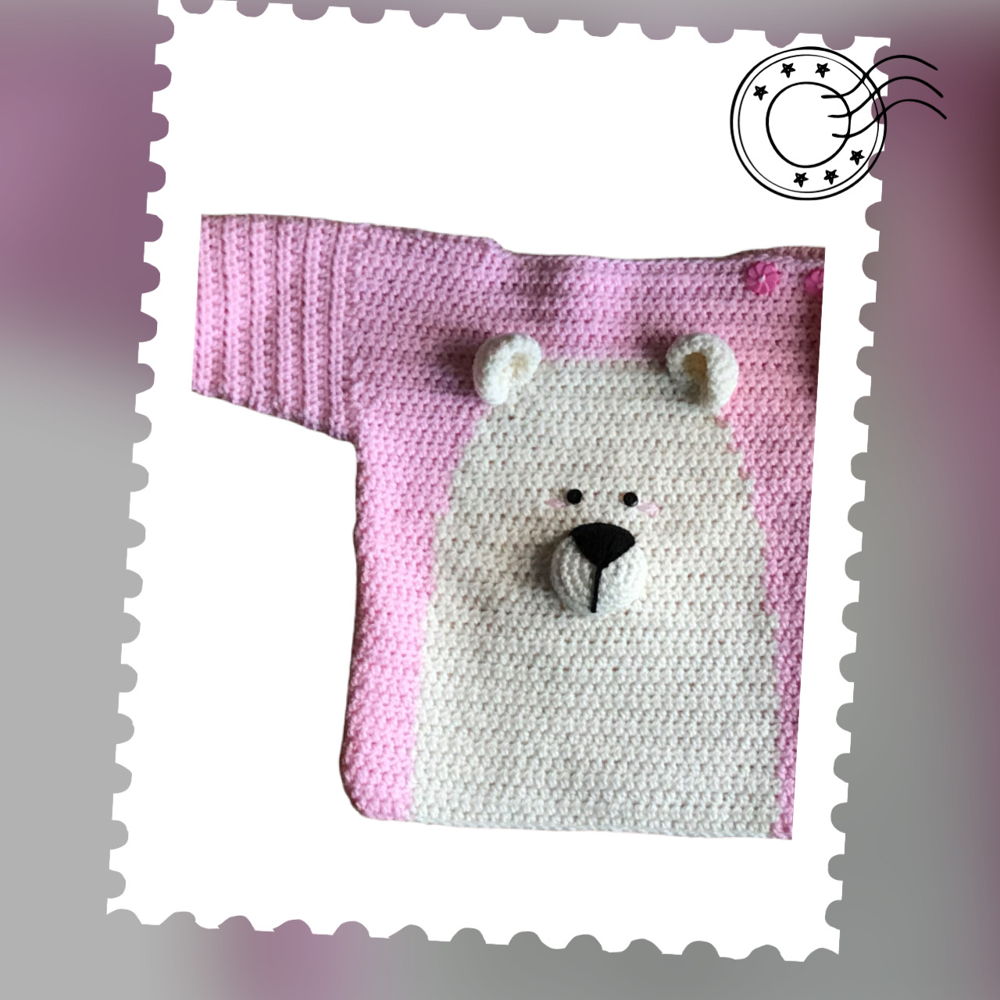 Padrão de crochê para suéter bebê/criança com urso polar