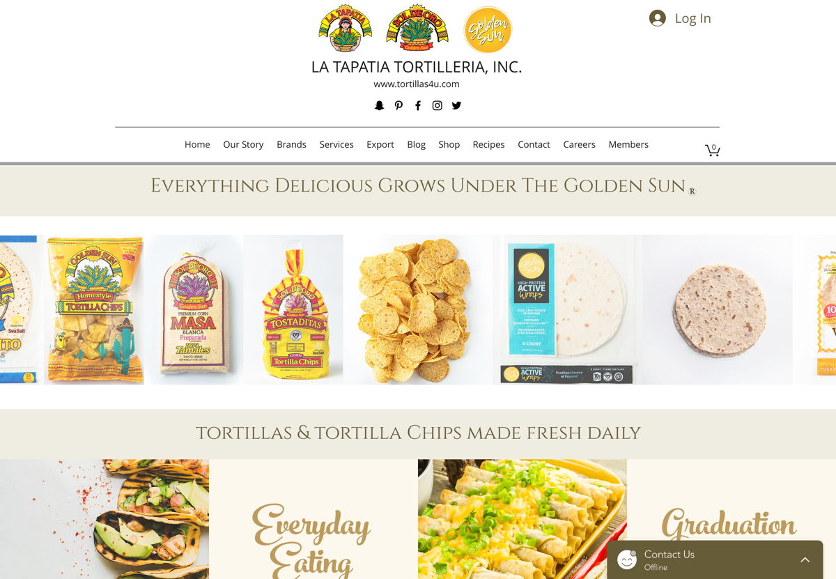 Screenshot of La Tapatia , from the food websites collection.