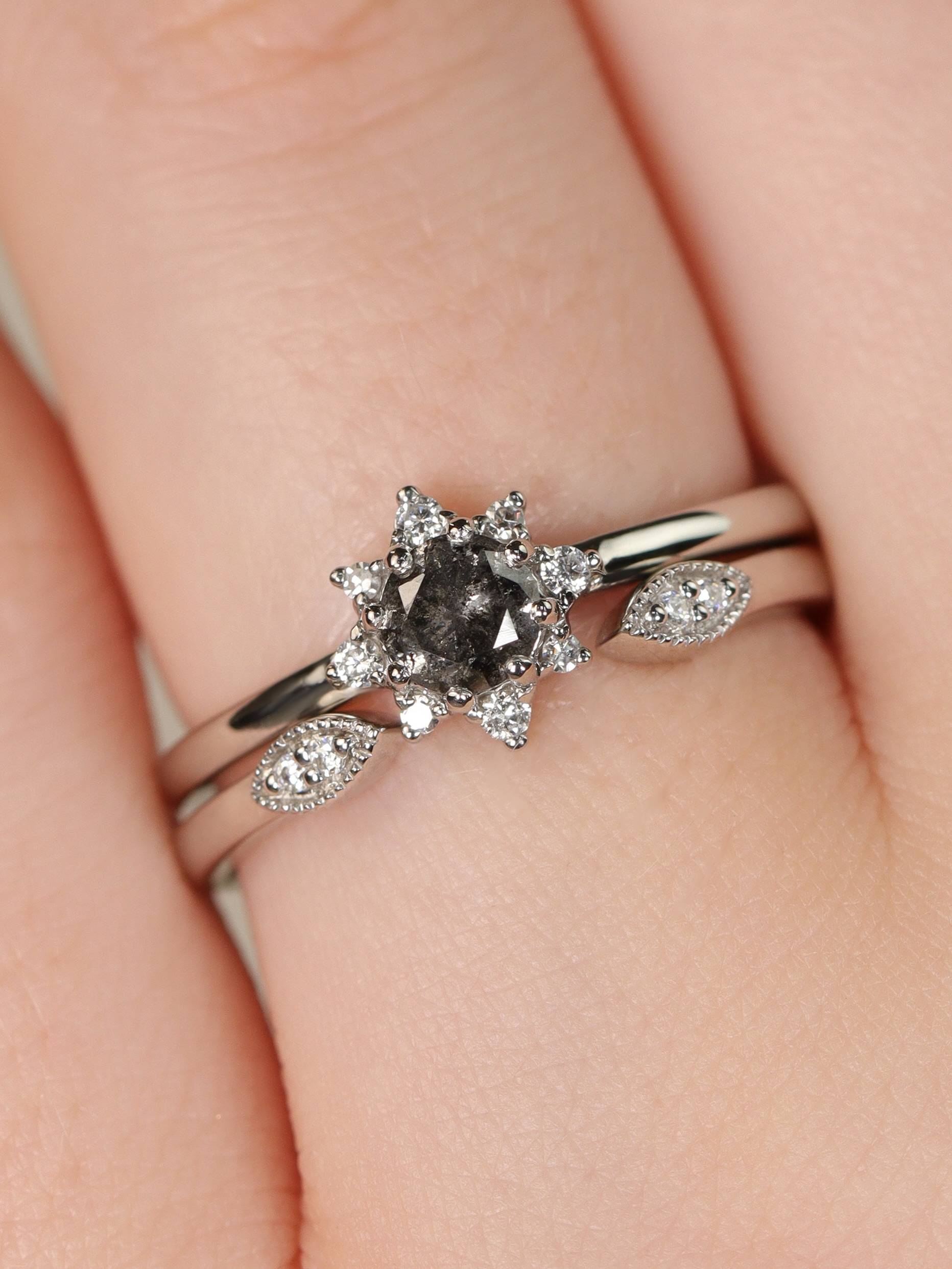 Salt and pepper diamond engagement rings